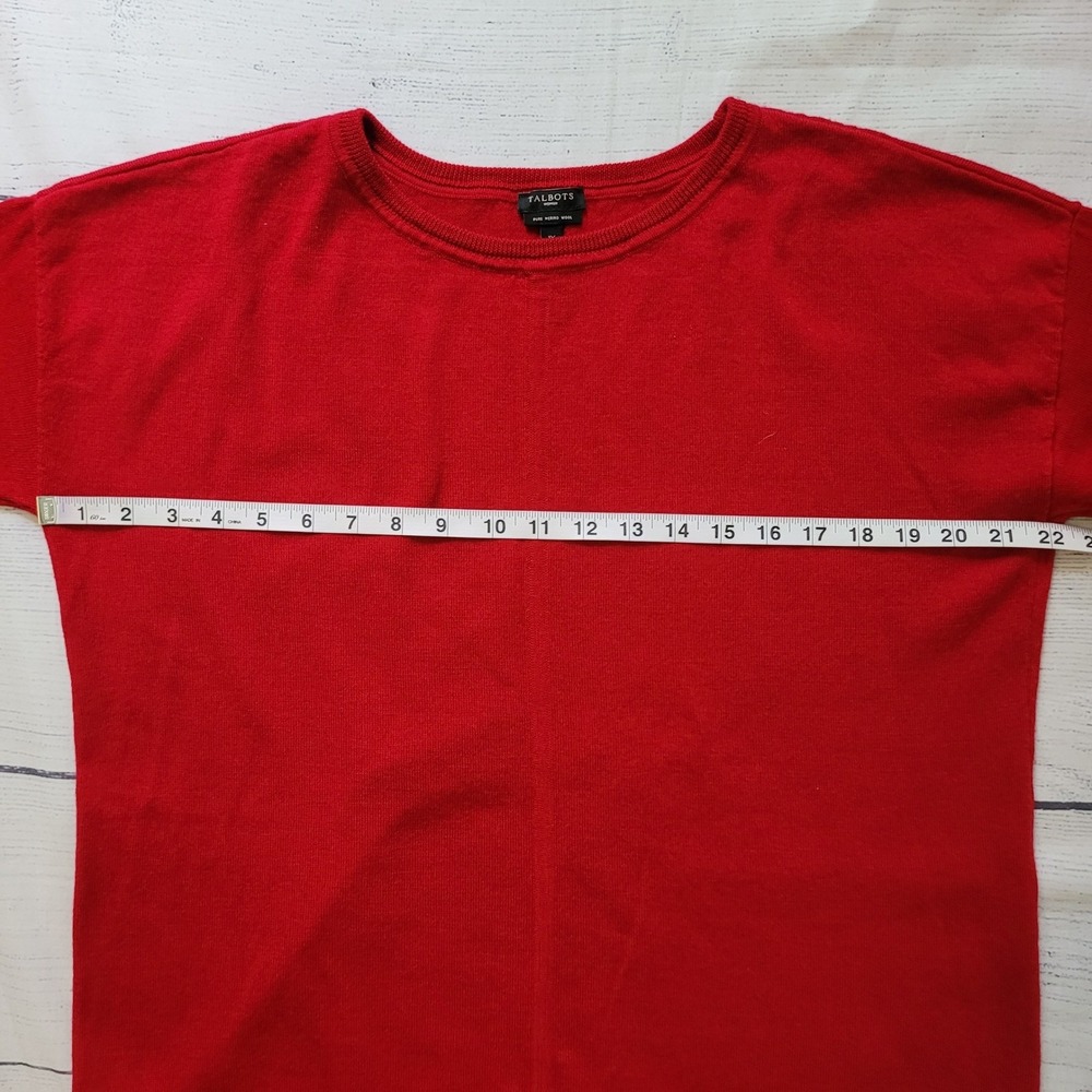 Talbots Size 1X Merino Wool Sweater Womens Red Crew Neck Long Sleeve Tunic - Picture 6 of 9